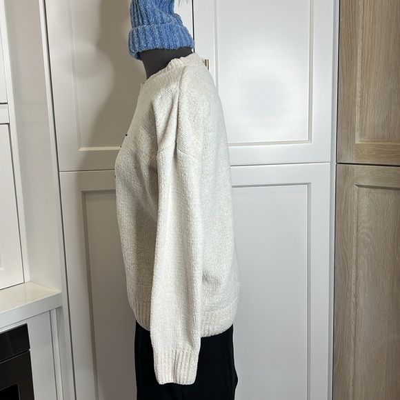 Rae Dunn Pull Over crew neck Sweater Cream w/"Love" Super Soft Poly/Nylon Blend - Picture 3 of 11